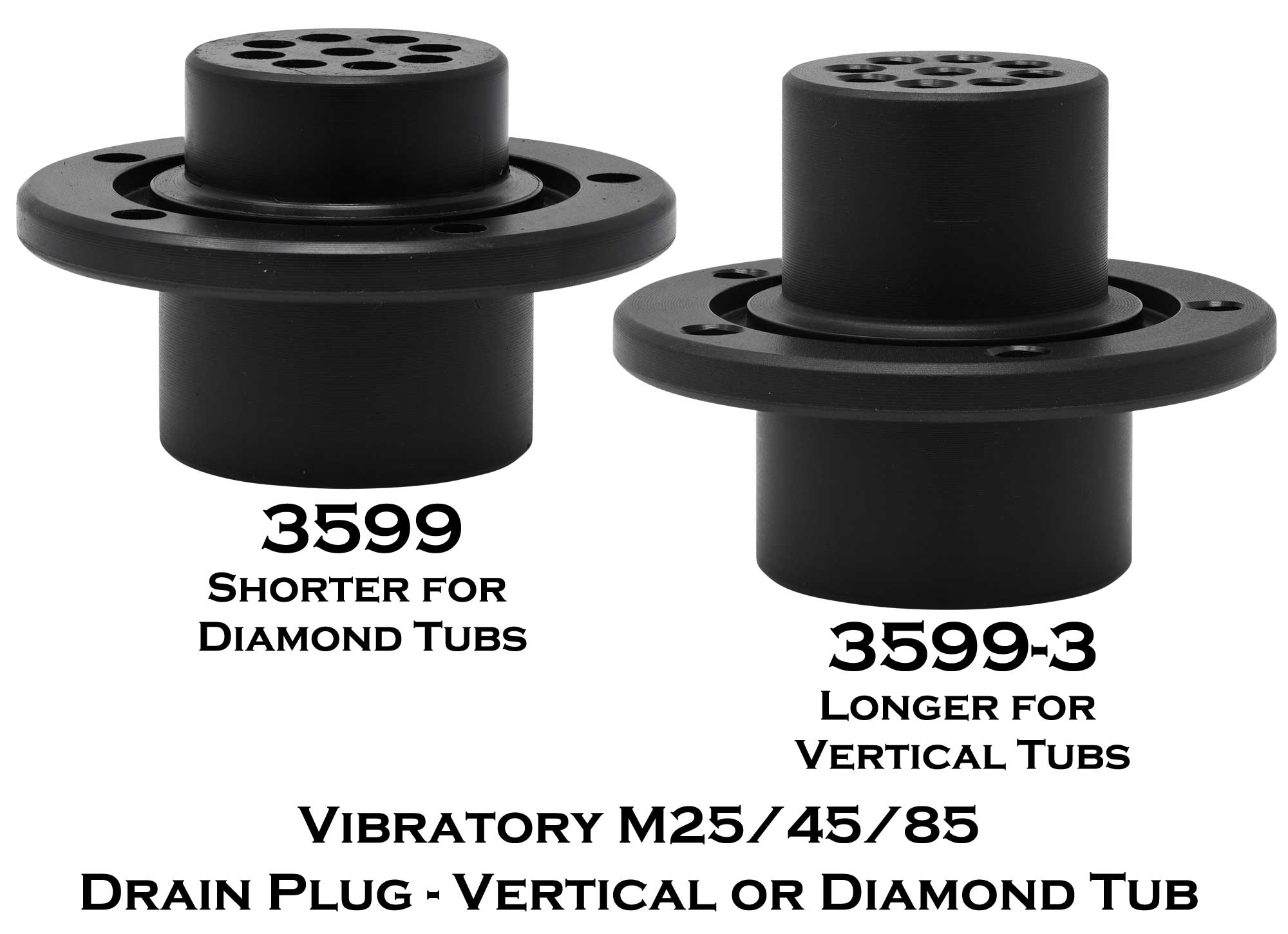 Diamond pattern drains are shorter than drains designed for vertical pattern tubs.